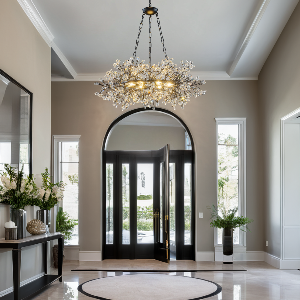 Rowan Twig Round Black Chandelier 31.5"D