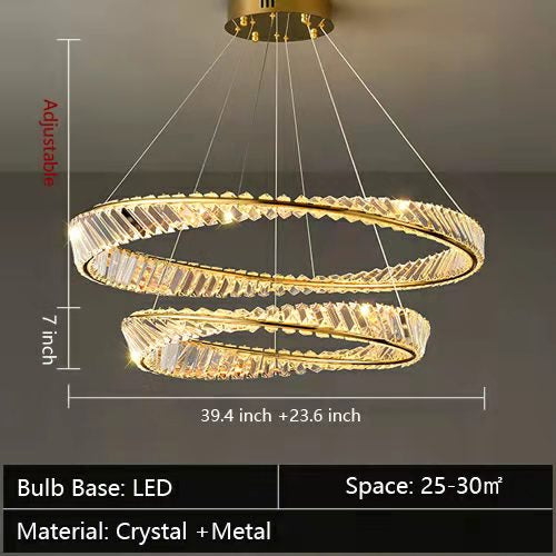 1/2/3-Ring Crystal Chandelier for Luxury Living/ Dining Room/Bedroom