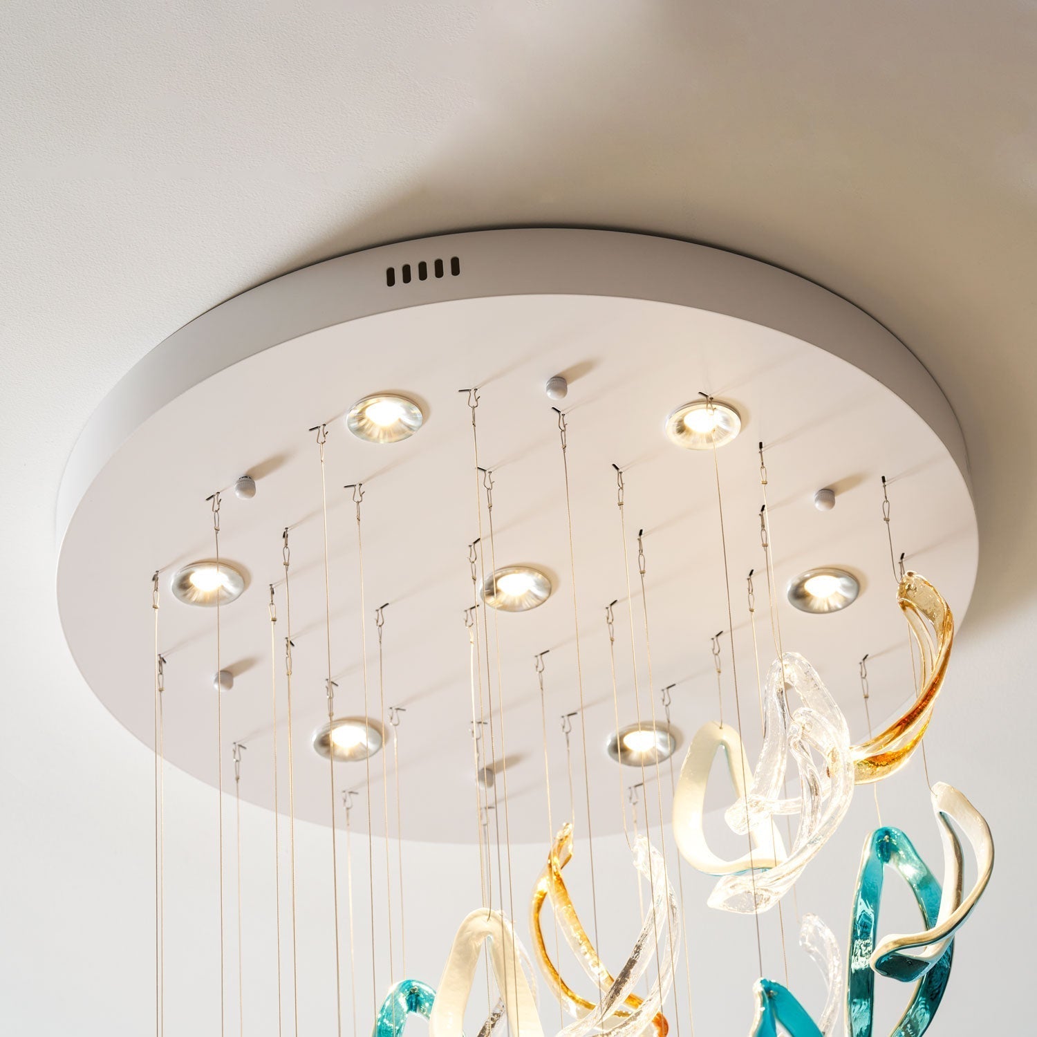 Galaxy Aqua Ripple Glass Meteor Shower Crystal Spiral Chandelier