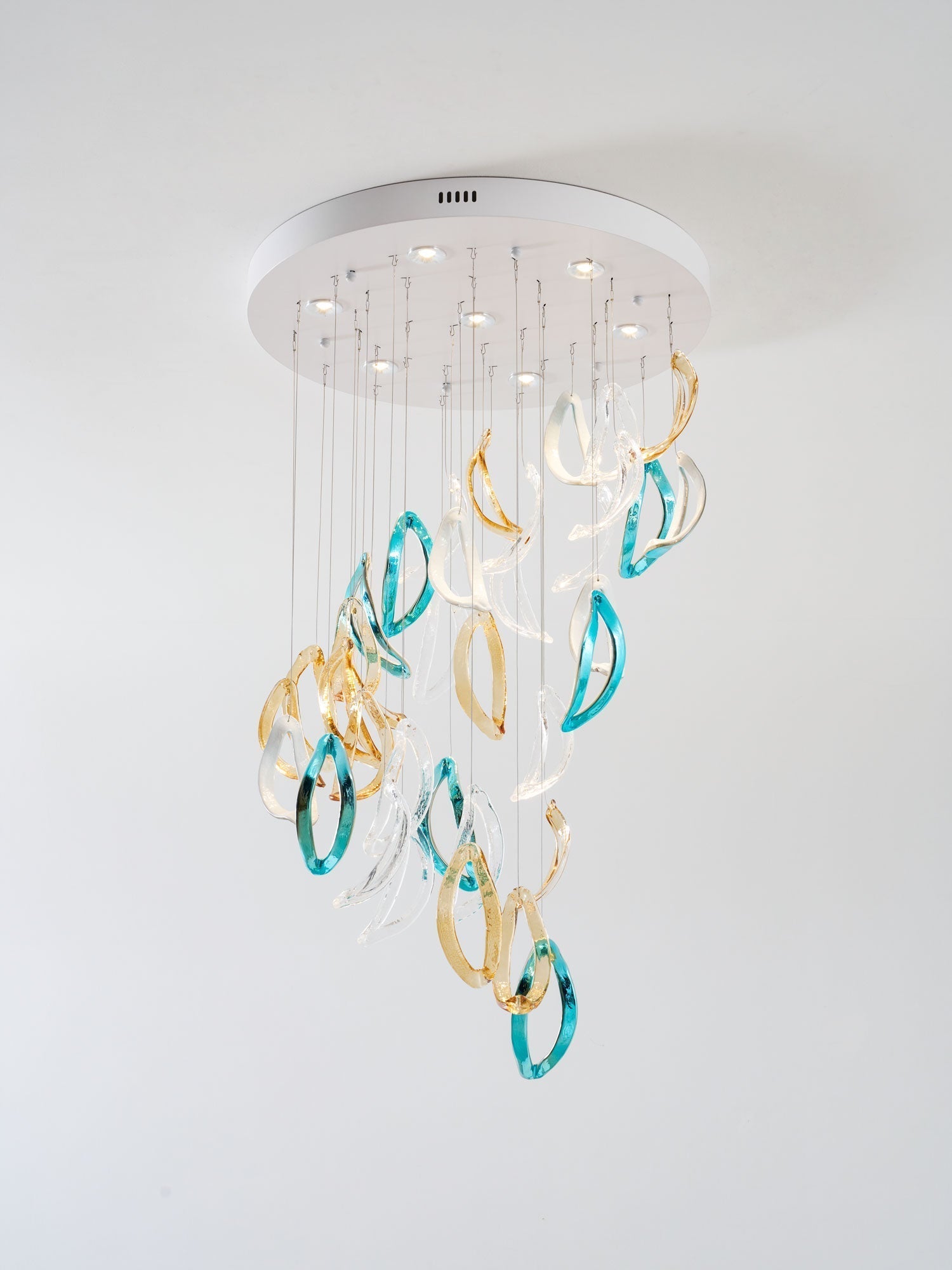 Galaxy Aqua Ripple Glass Meteor Shower Crystal Spiral Chandelier