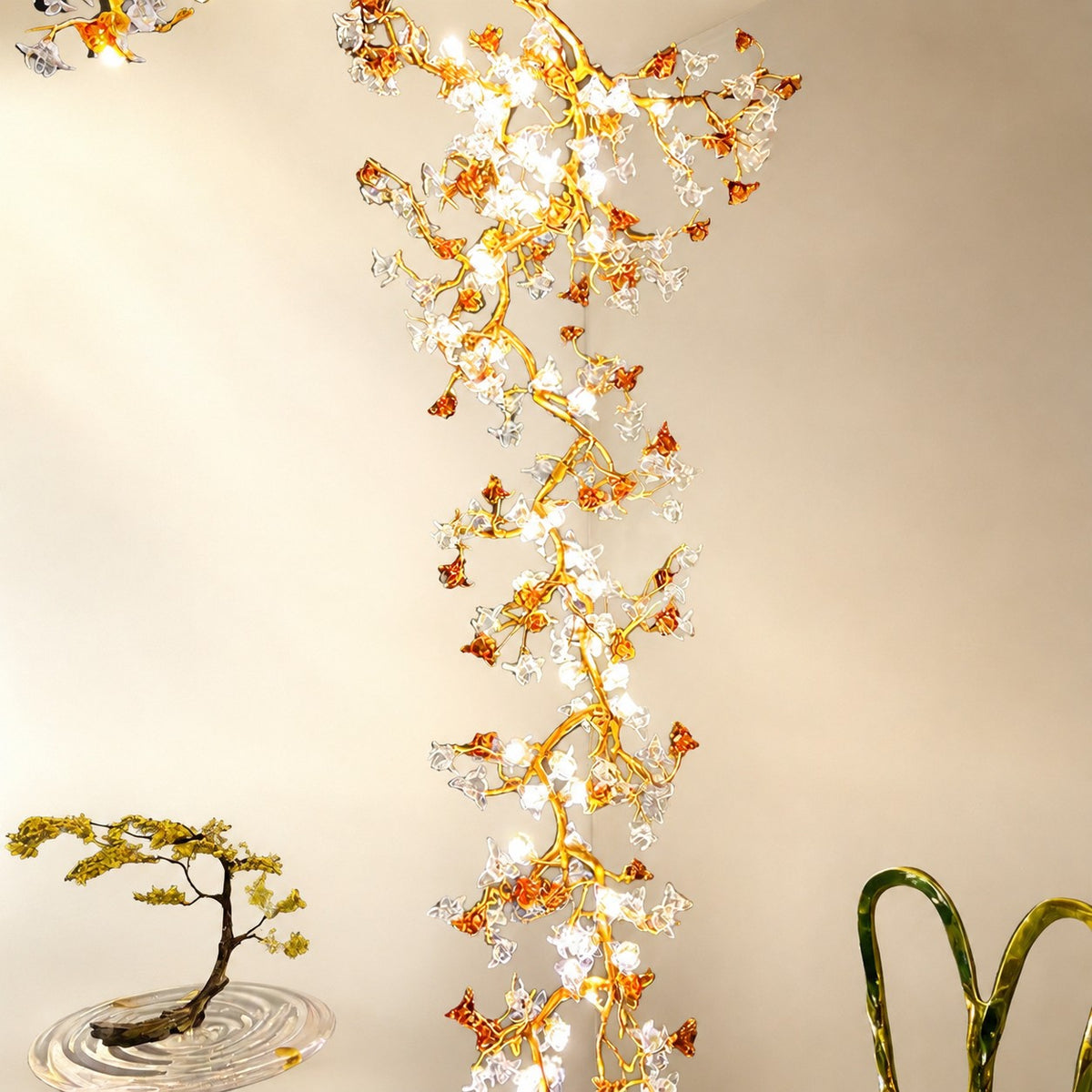 Brass Maple Branch Chandelier