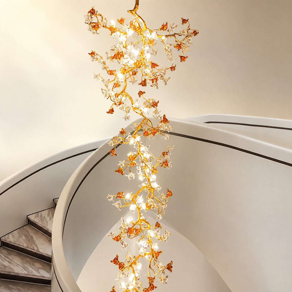 Brass Maple Branch Chandelier