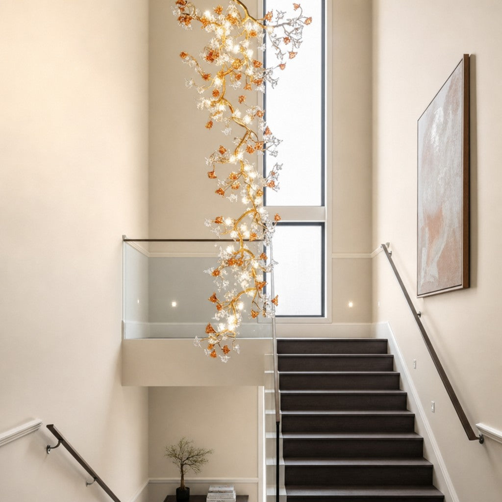 Brass Maple Branch Chandelier