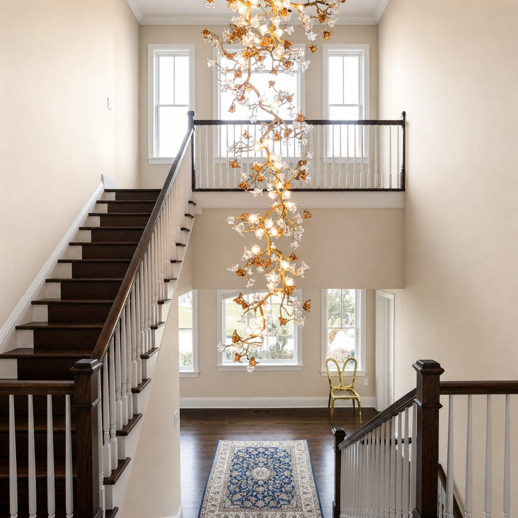 Brass Maple Branch Chandelier