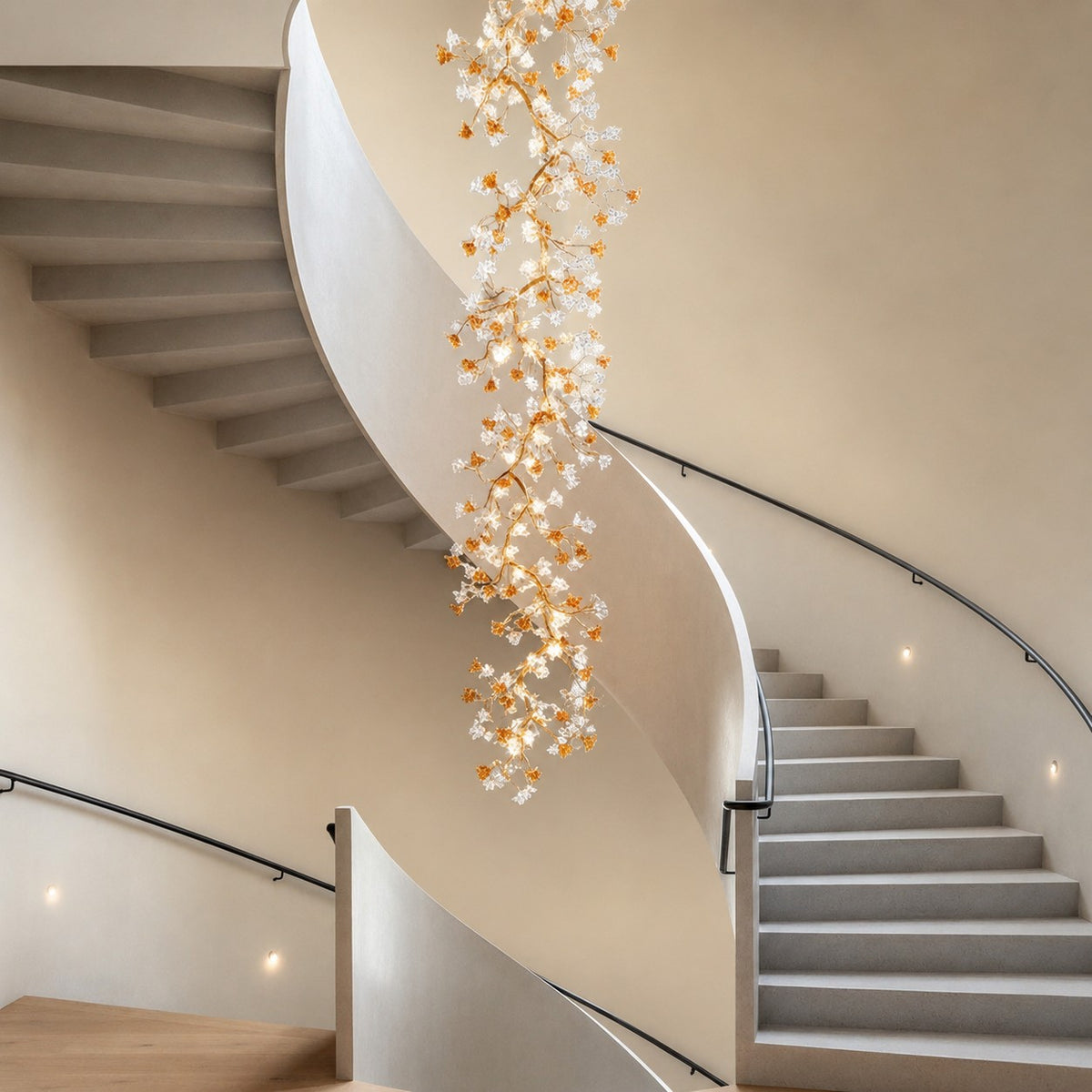Brass Maple Branch Chandelier