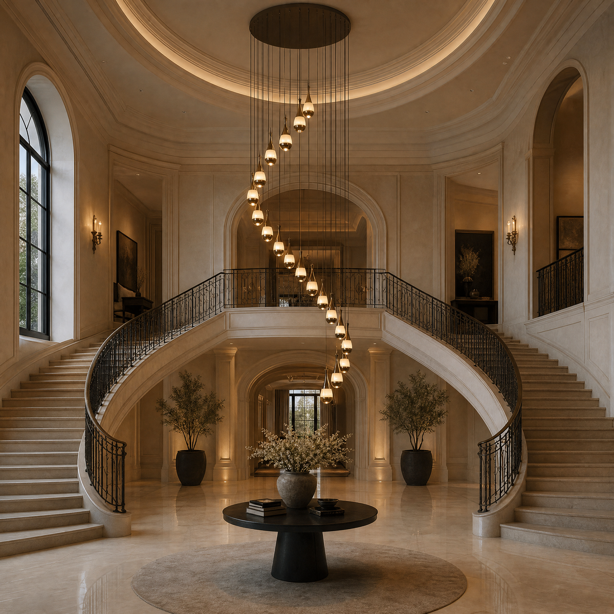Caeen Spiral Alabaster Pendant Chandelier