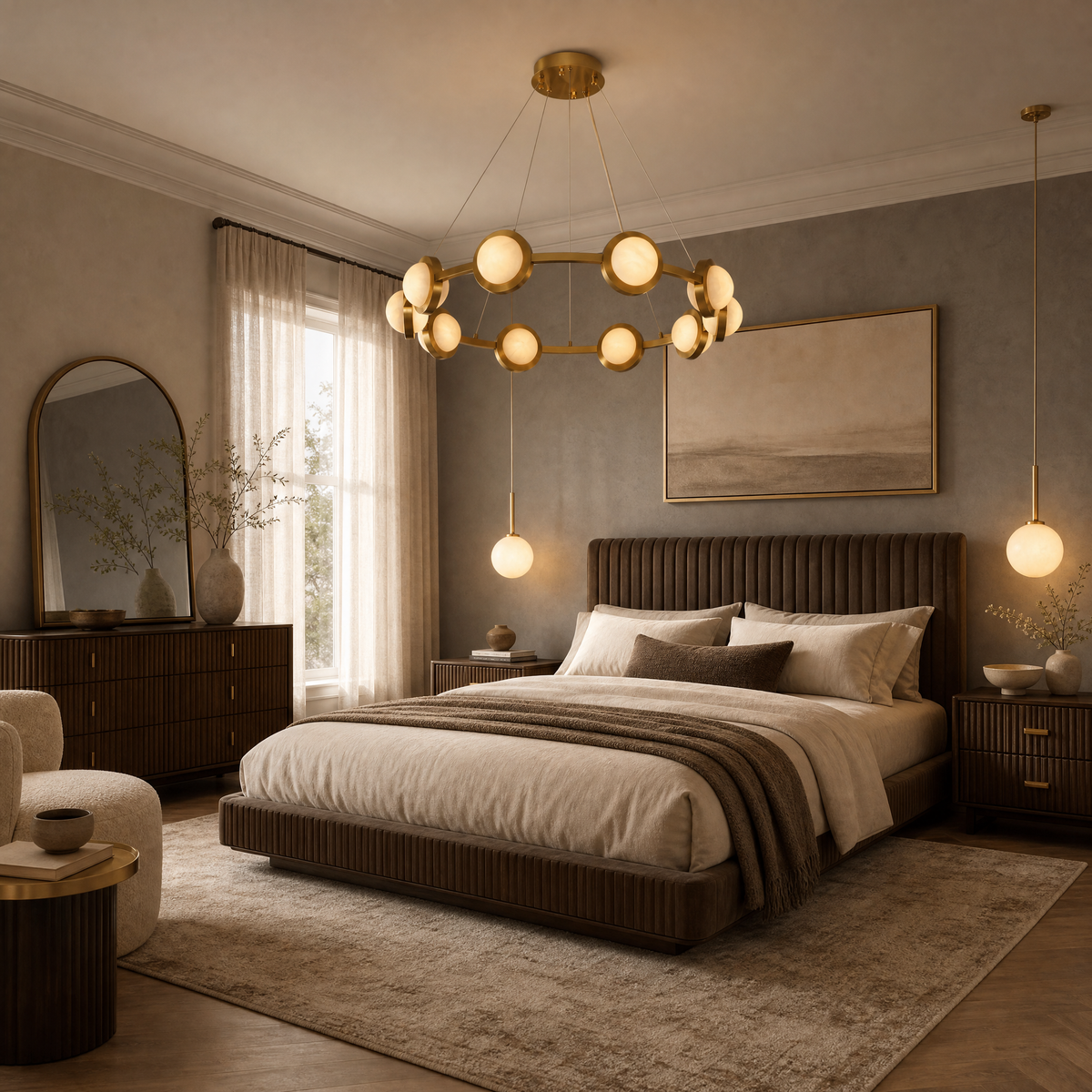 Daeen Modern Alabaster Ring Chandelier