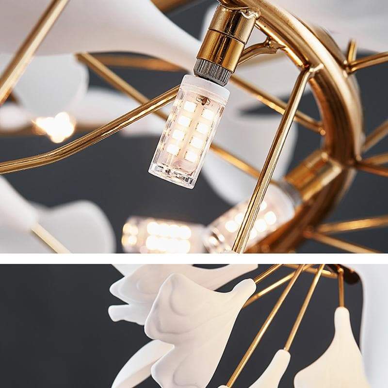 Denise Ceramic Ginkgo Round Copper Chandelier
