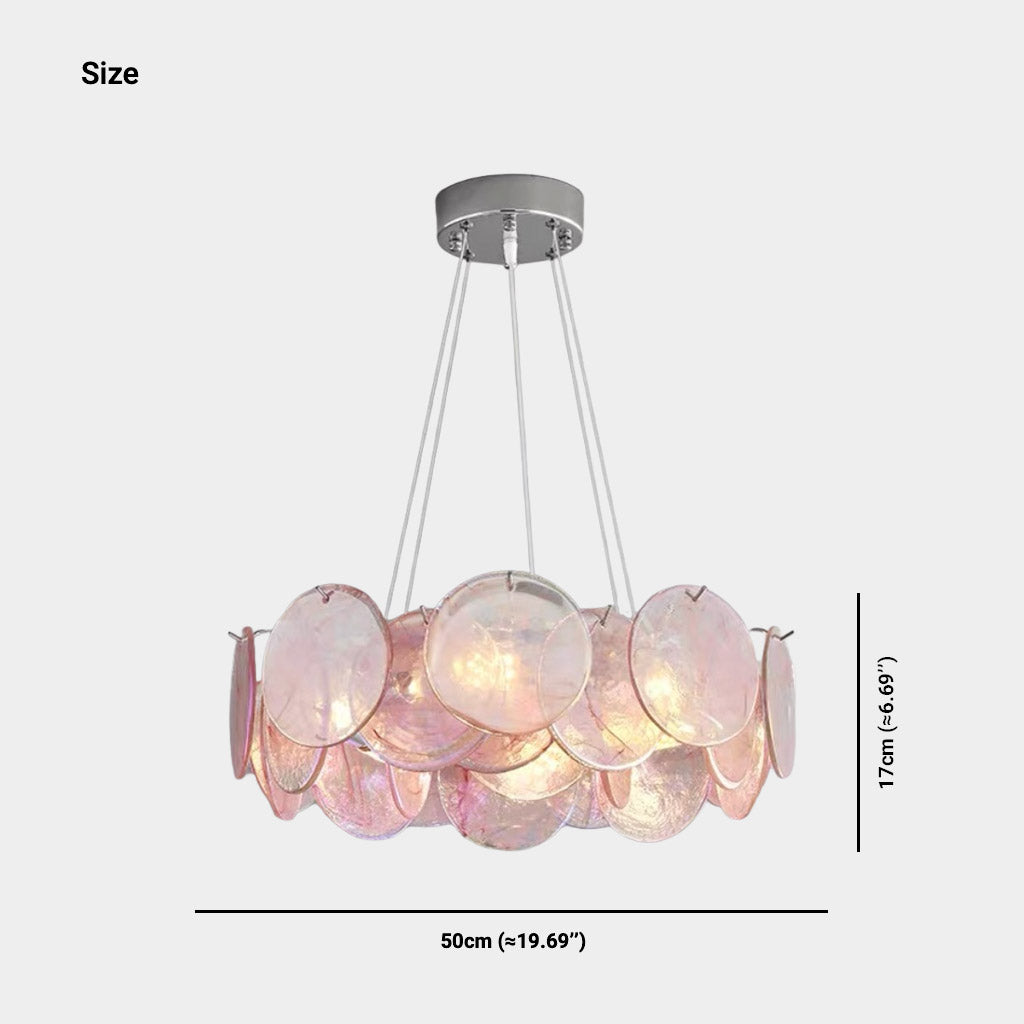 Murano Glass Disc Chandelier, Pink / Green