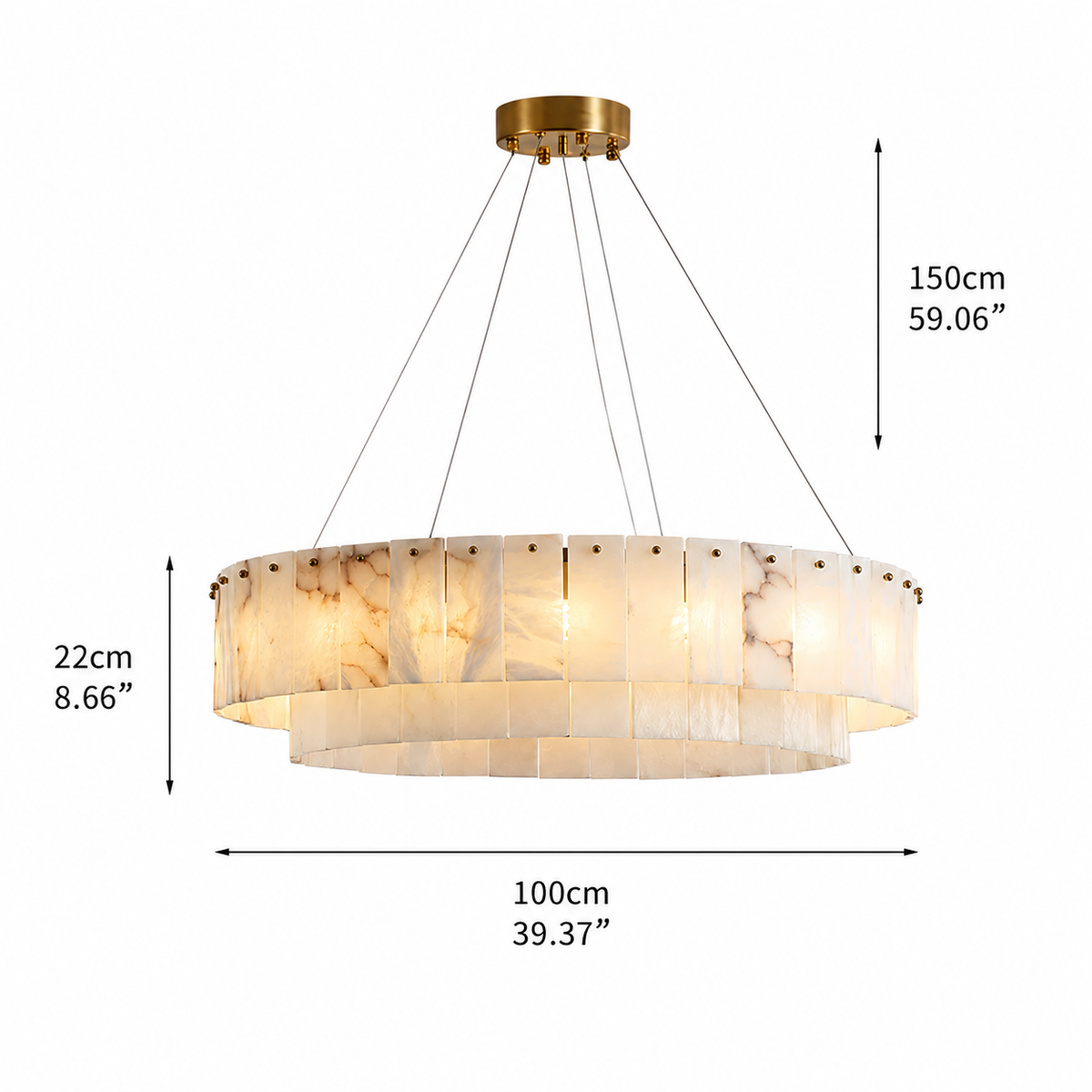 Dining Room Chandelier | Spanish Alabaster Tiered Style | Solenne