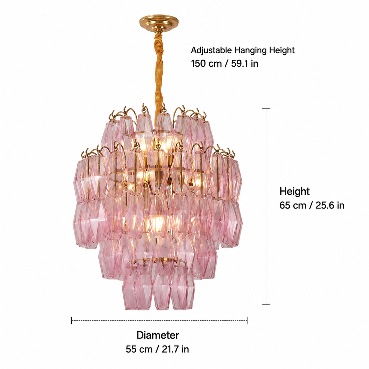 Living/Dining Room Chandelier – Artisan Murano Style Virelle Cascade