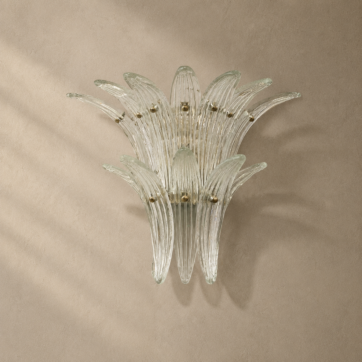 Living Room Wall Sconce | Two-Tier Glass Leaf Style | Seraphia