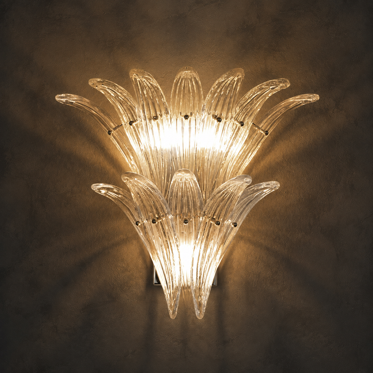 Living Room Wall Sconce | Two-Tier Glass Leaf Style | Seraphia