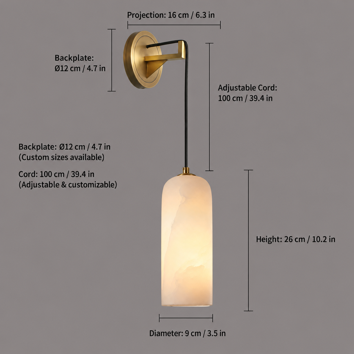 Bedroom Wall Pendant | Spanish Alabaster Modern | Lucera