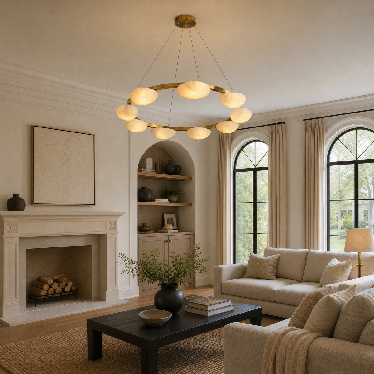 Iloen Modern Alabaster Ring Chandelier