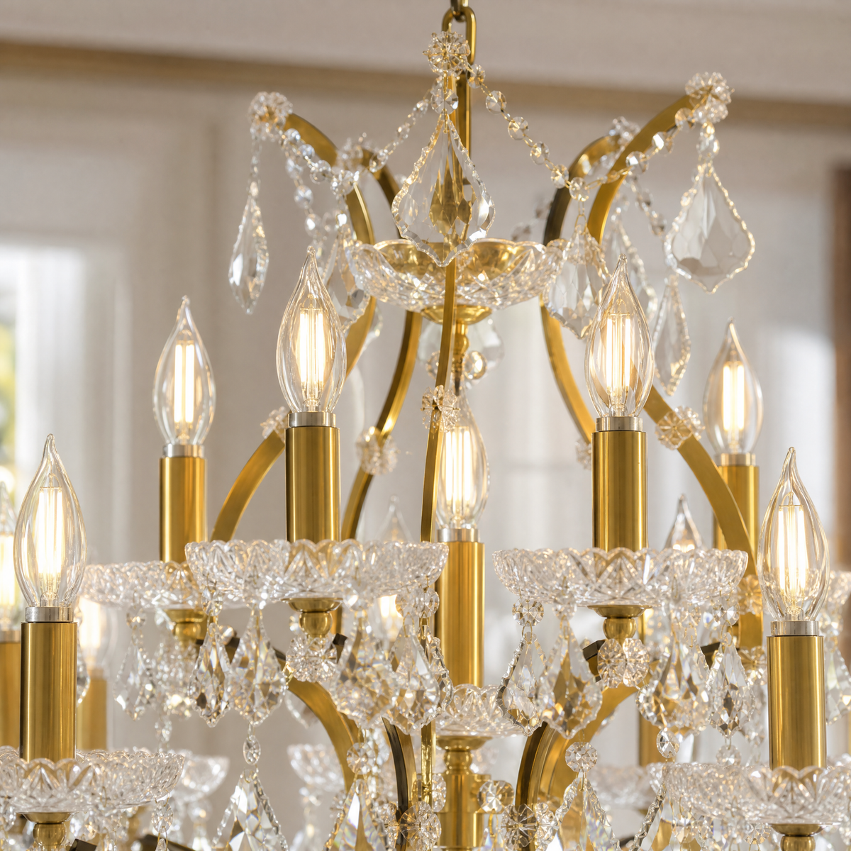 30.7" 15-Light Maria Theresa Crystal Chandelier - Gold