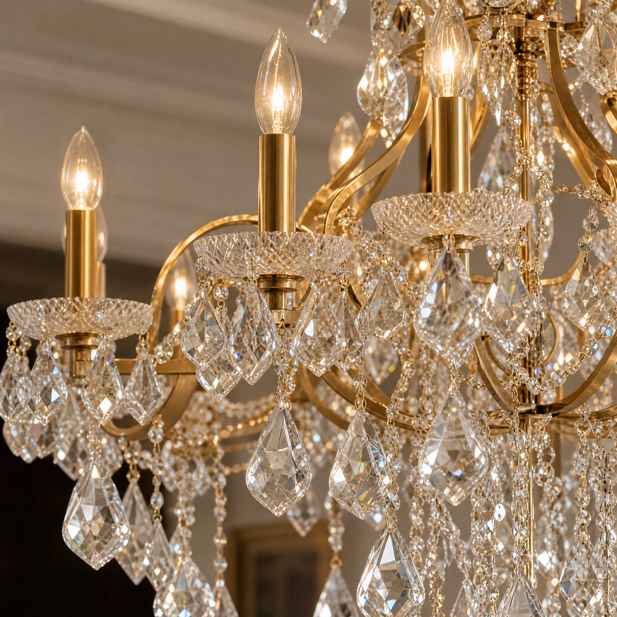 30.7" 15-Light Maria Theresa Crystal Chandelier - Gold