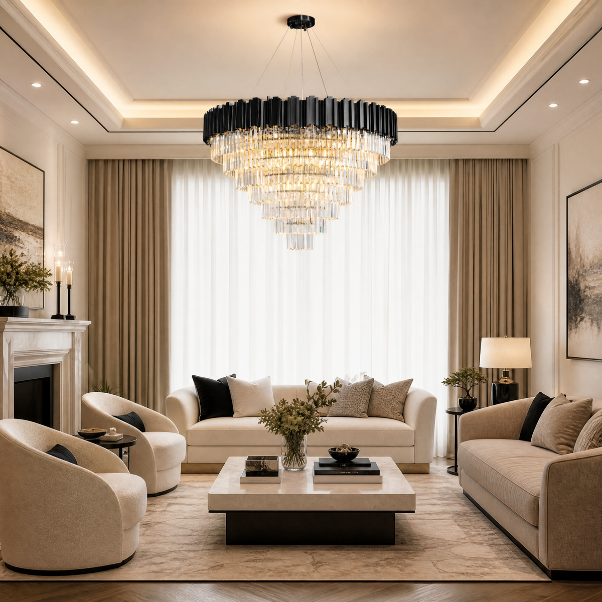 Preston Crystal Round Chandelier 39.4"D