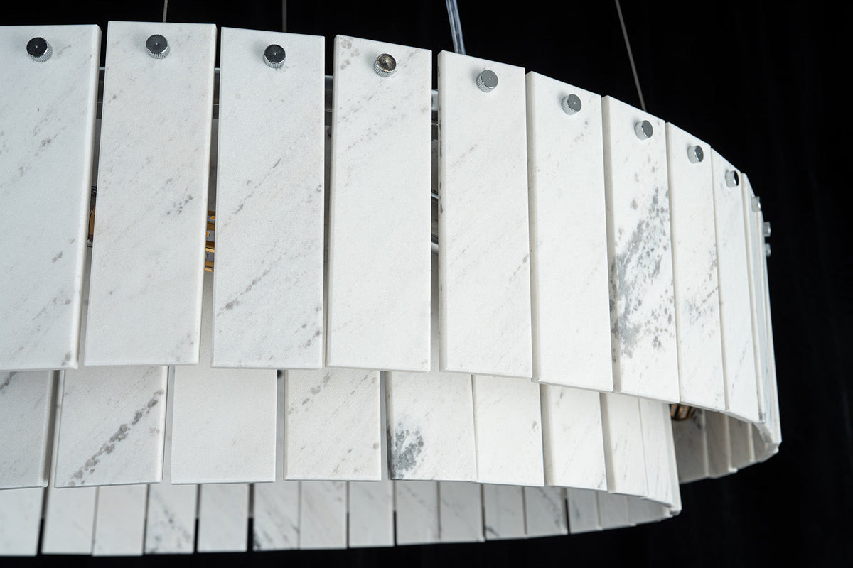 Modern Two-Tier Luxury Stone Round Chandelier