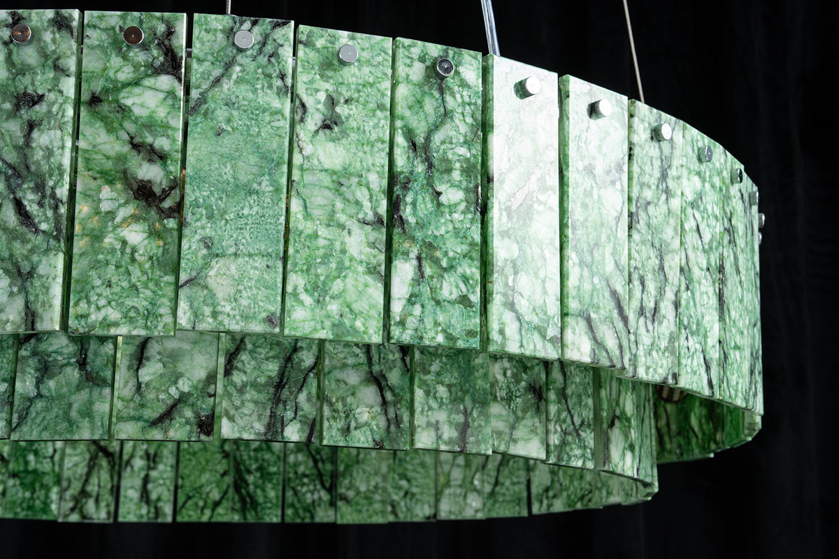 Modern Two-Tier Luxury Stone Round Chandelier