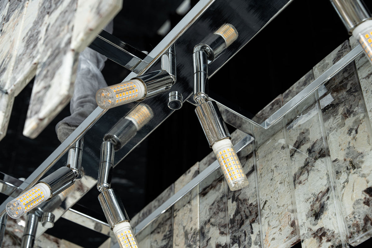 Modern Snowcrest White Luxury stone Linear Chandelier