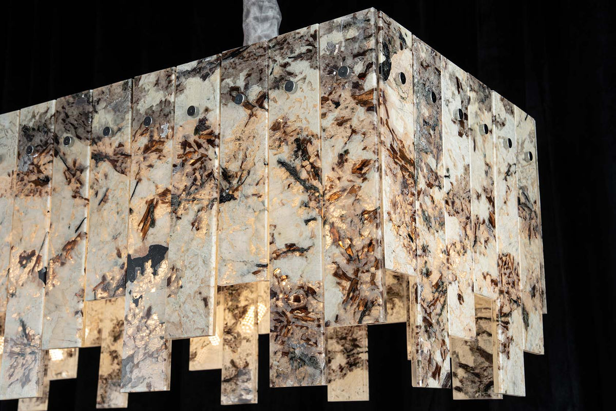 Modern Snowcrest White Luxury stone Linear Chandelier
