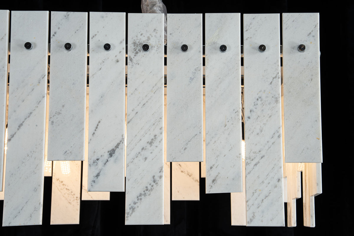 Modern Yugoslav White Luxury Stone Linear Chandelier