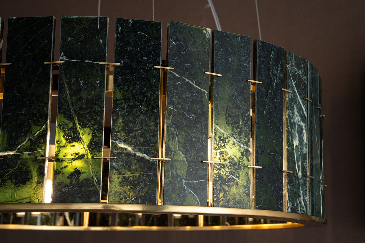 Modern Sculptural Luxury Stone Drum Chandelier