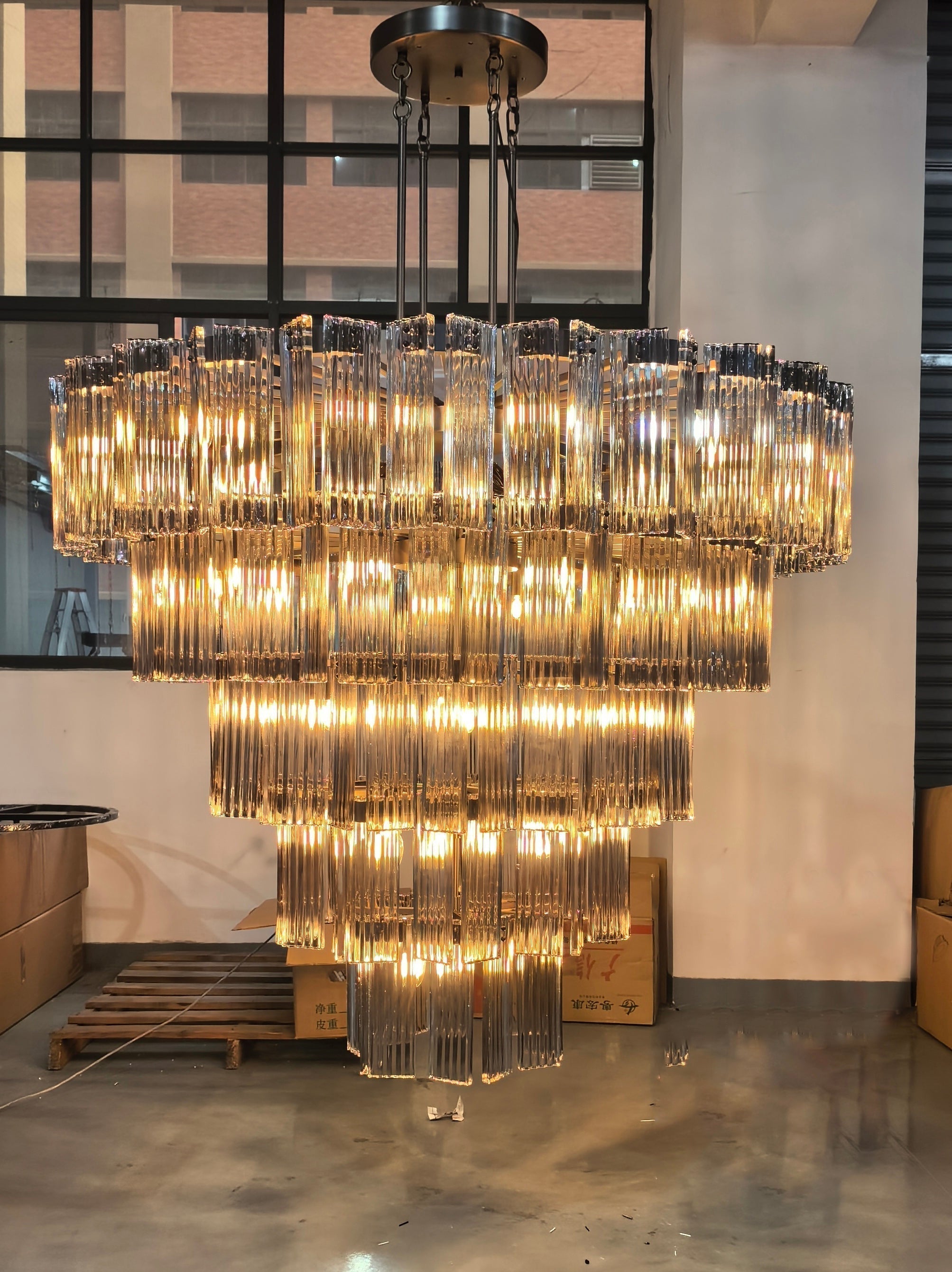 Delsie Round Art Glass Chandelier 38" 48" 60"D