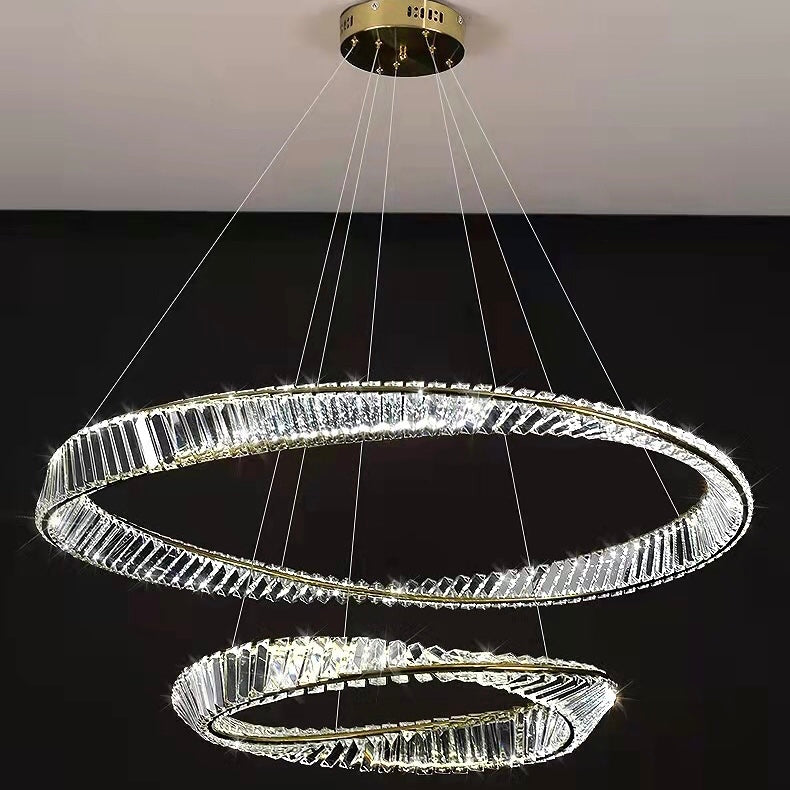 1/2/3-Ring Crystal Chandelier for Luxury Living/ Dining Room/Bedroom