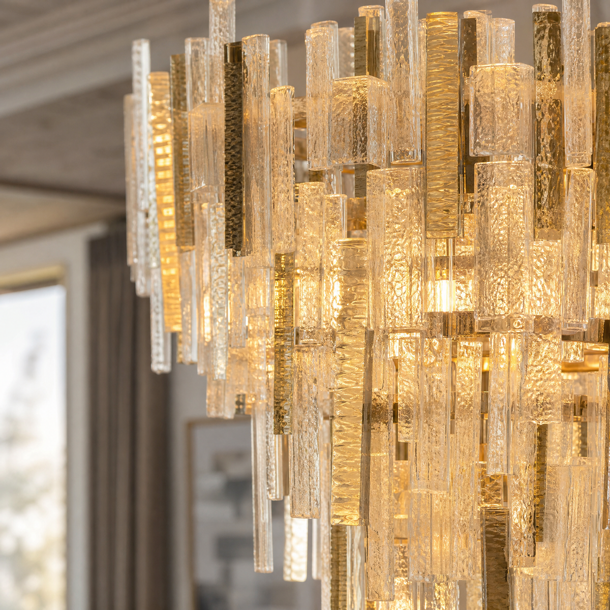 Aelia Textured Glass Round Chandelier