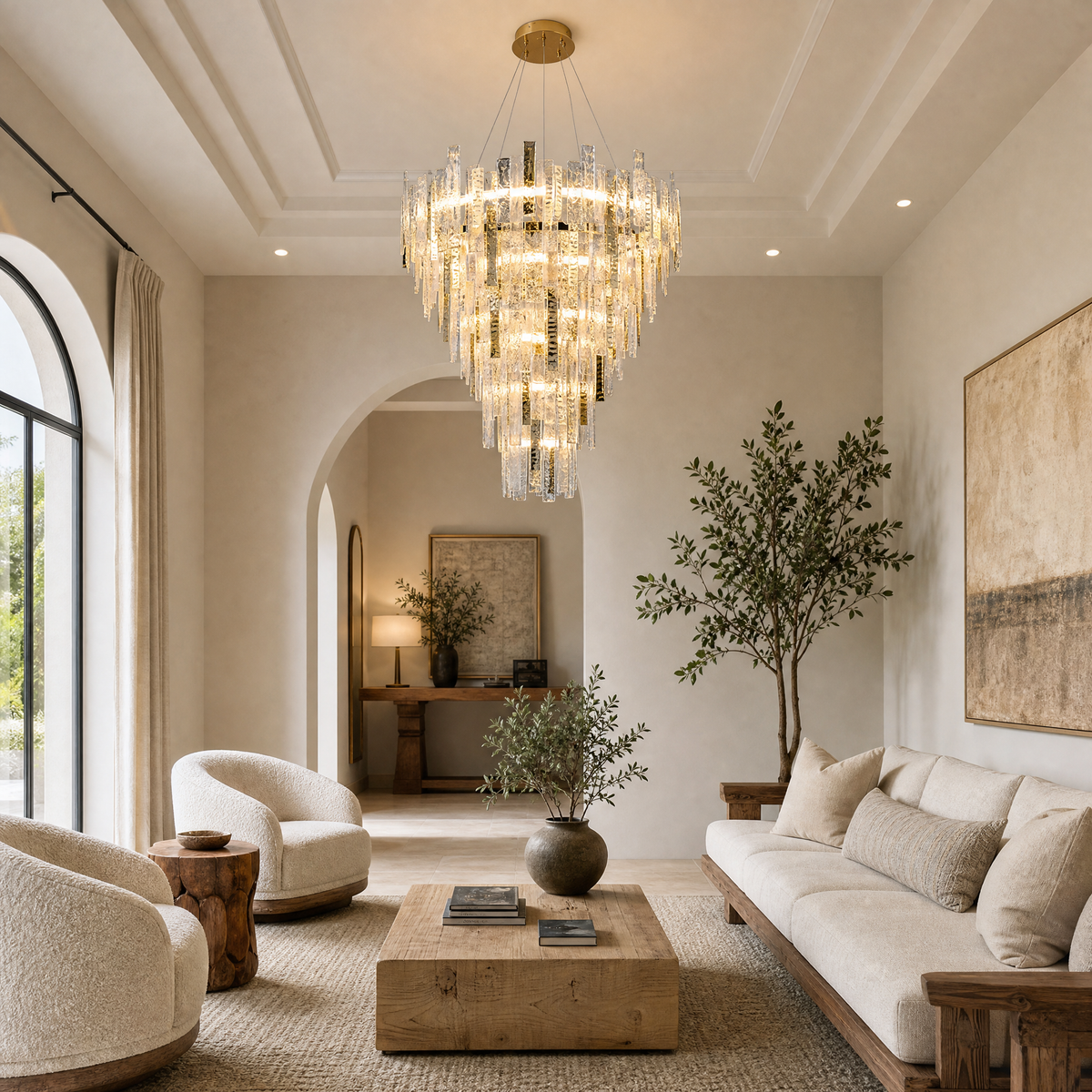 Aelia Textured Glass Round Chandelier