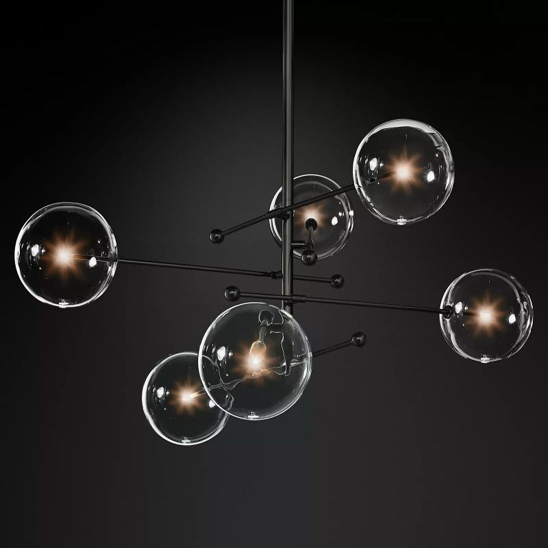 Glass Ball 6-stem Chandelier 55"