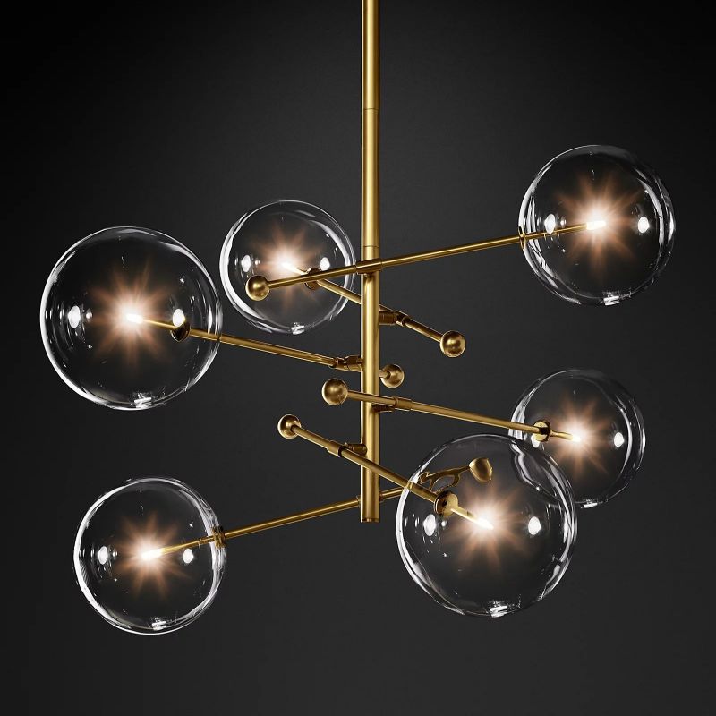 Glass Ball 6-stem Chandelier 55"