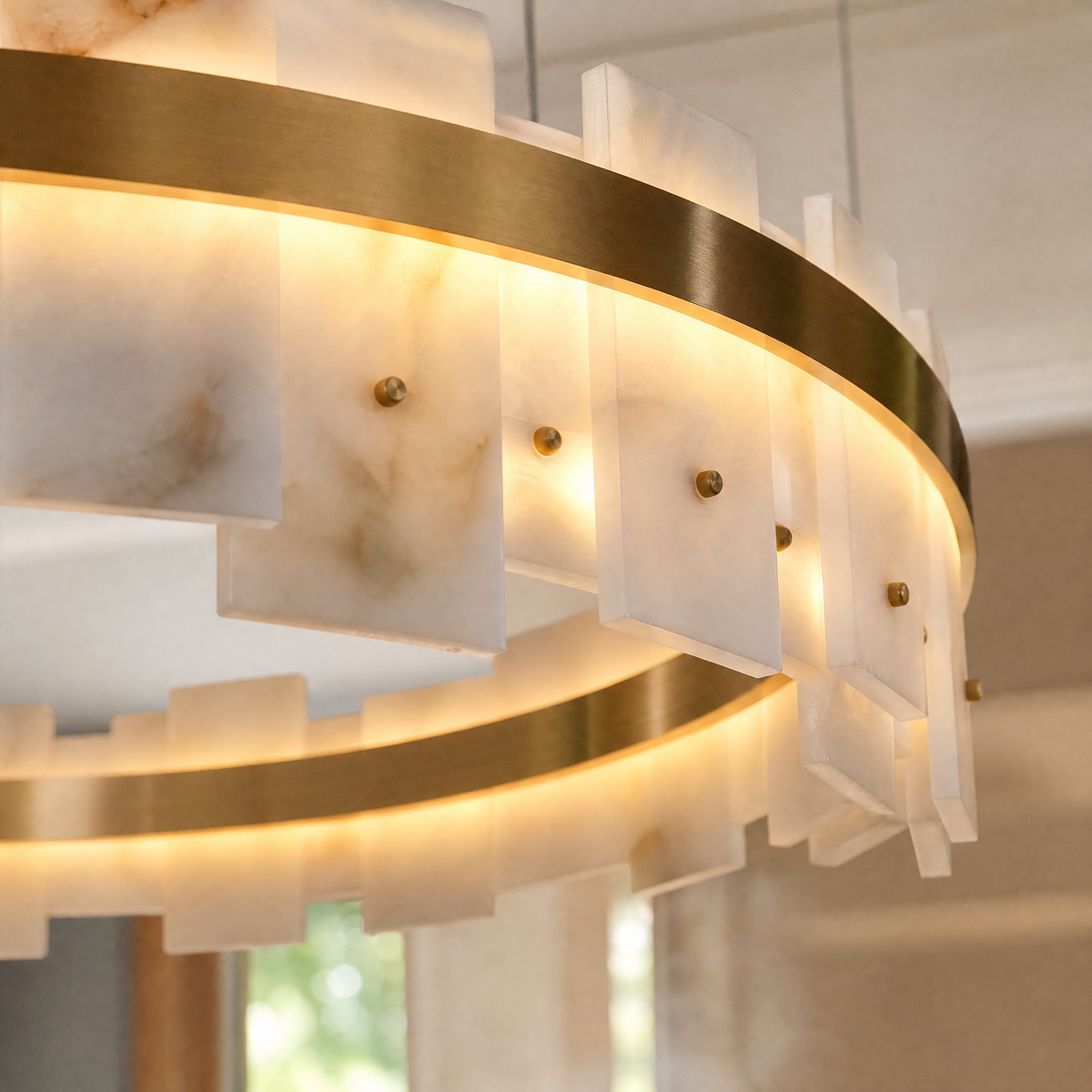 Loria Modern Alabaster Ring Chandelier