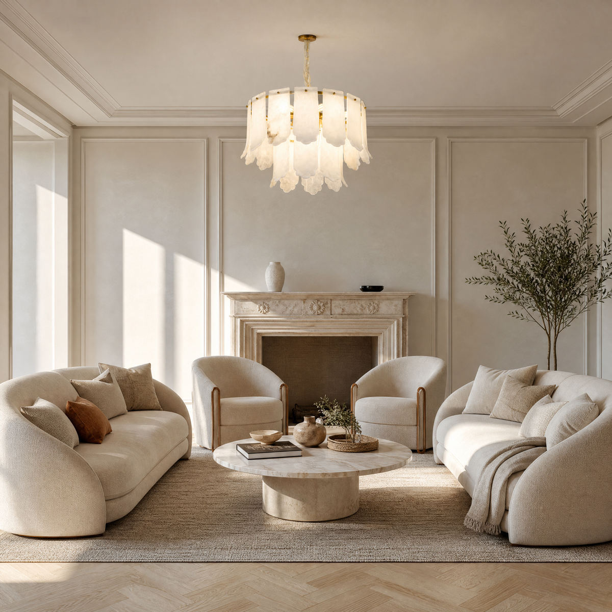 Loria Modern Alabaster Round Pendant Light