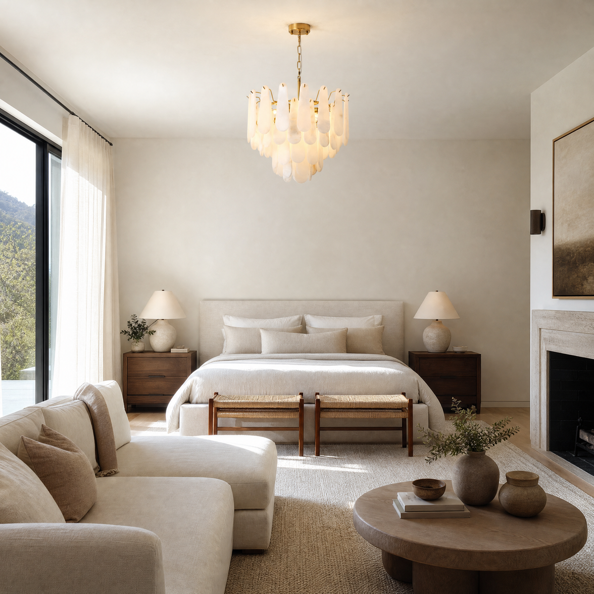 Loria Modern Alabaster Tiered Chandelier
