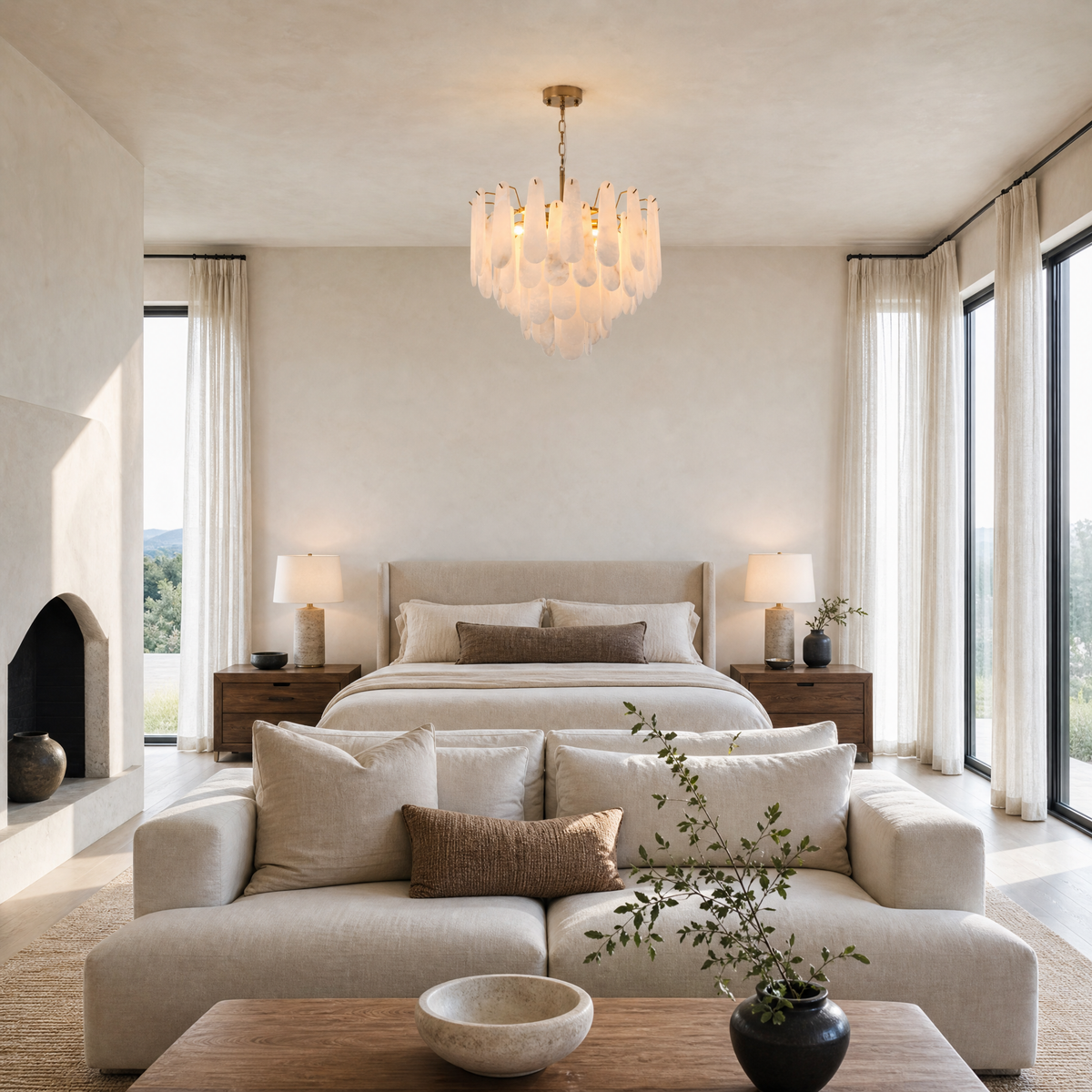 Loria Modern Alabaster Tiered Chandelier