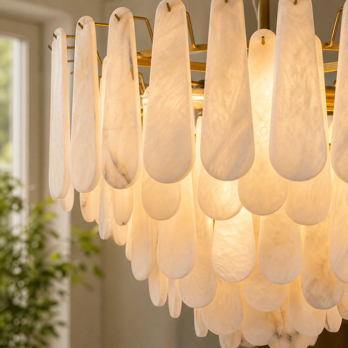 Loria Modern Alabaster Tiered Chandelier