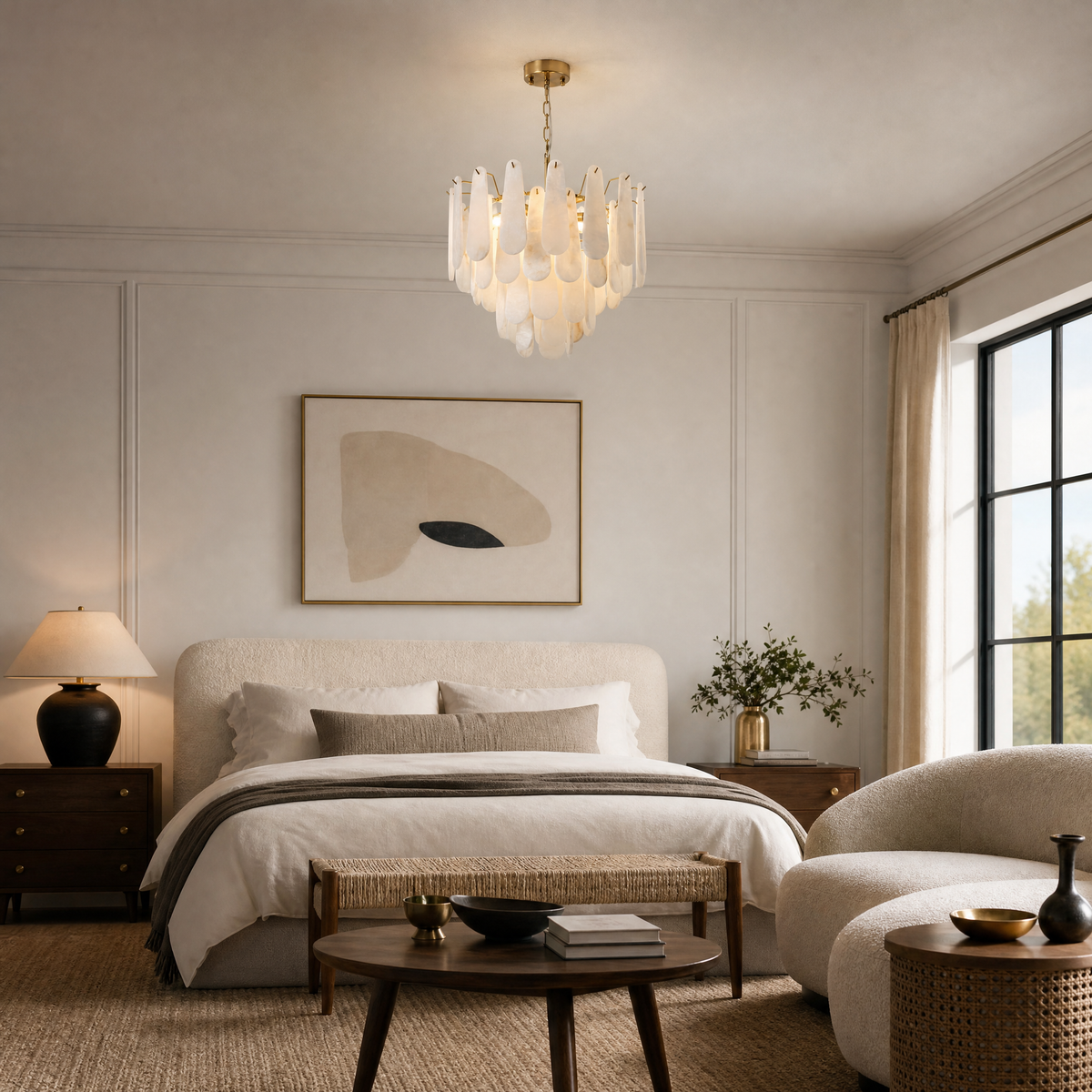 Loria Modern Alabaster Tiered Chandelier