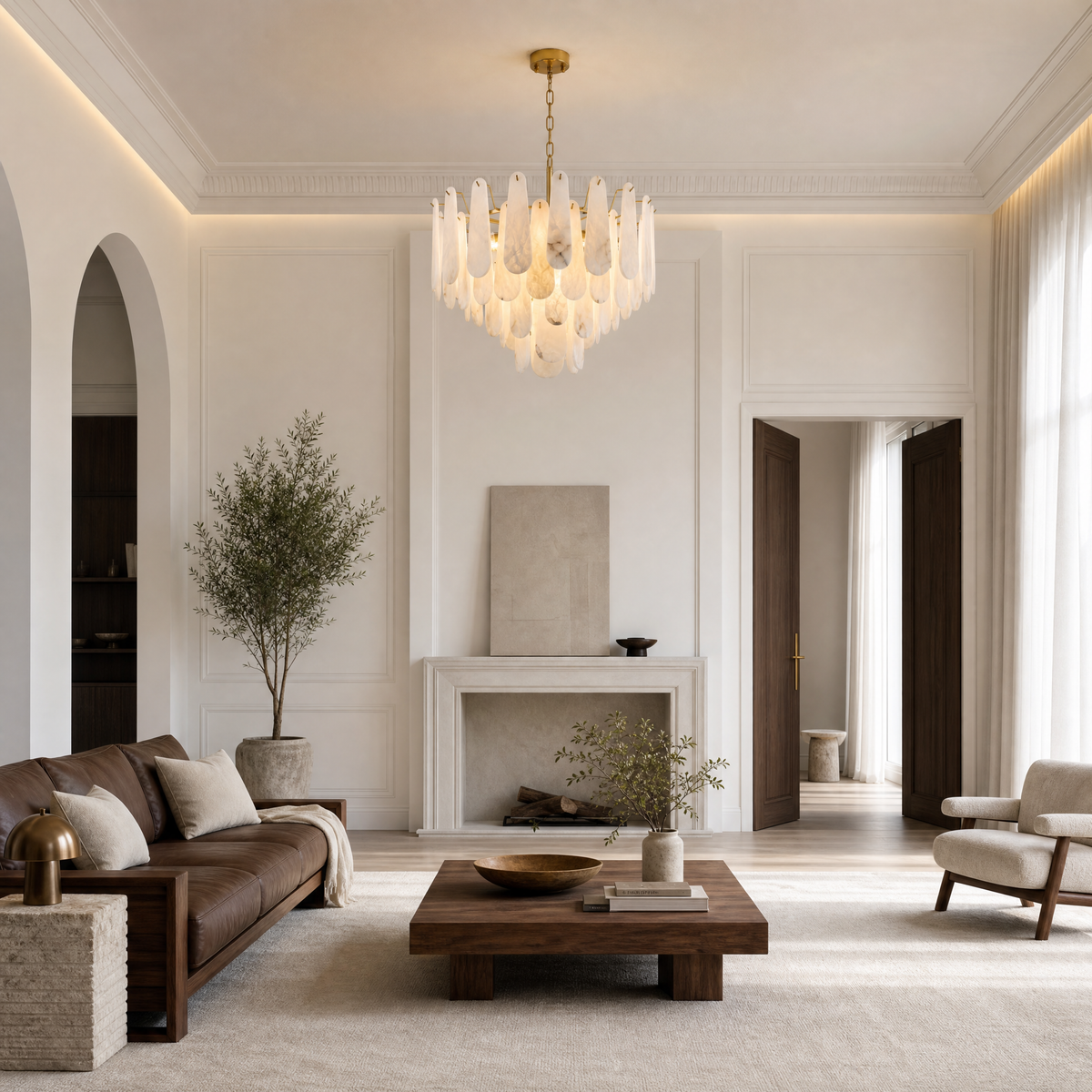 Loria Modern Alabaster Tiered Chandelier