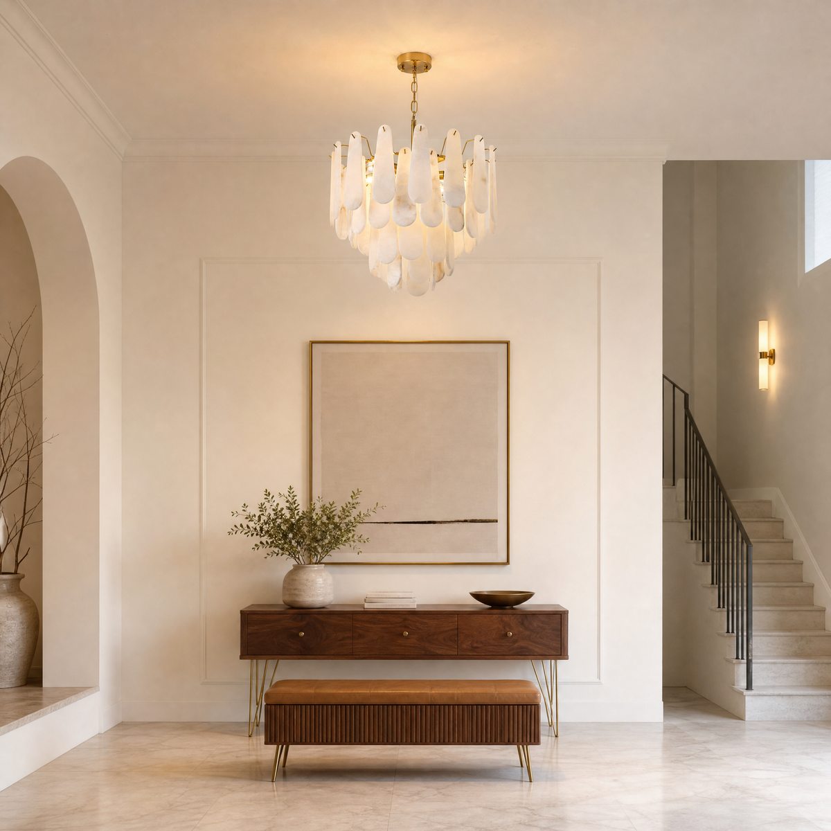 Loria Modern Alabaster Tiered Chandelier