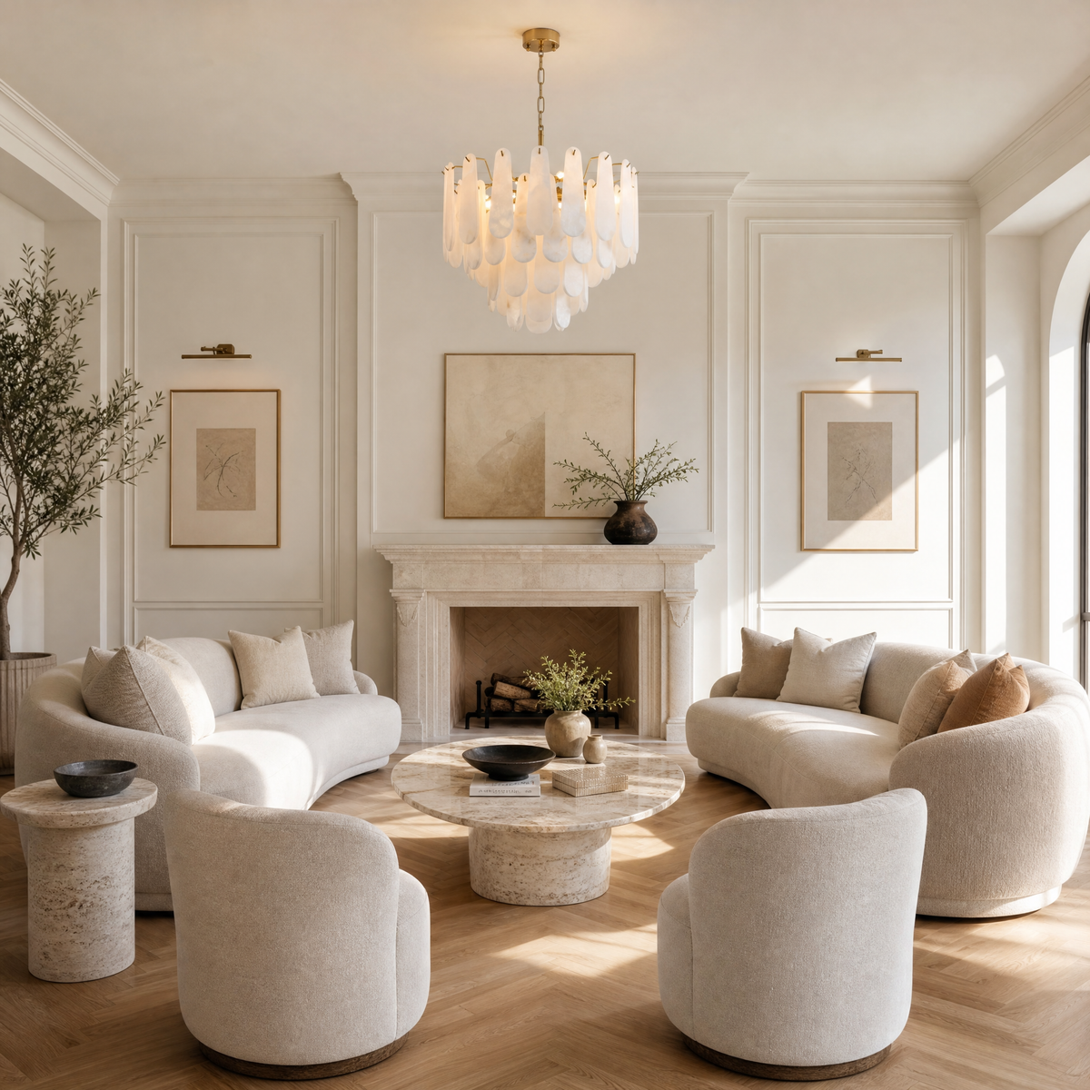 Loria Modern Alabaster Tiered Chandelier