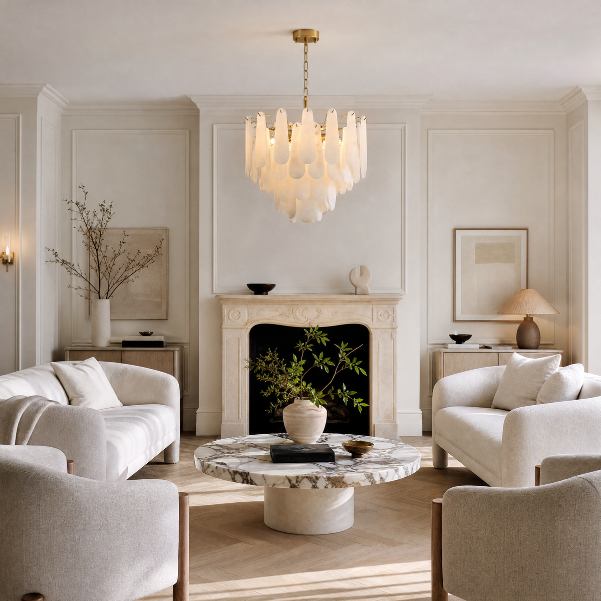 Loria Modern Alabaster Tiered Chandelier