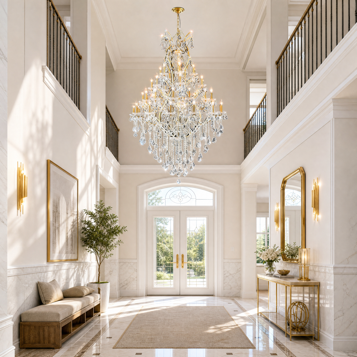 49.2" 44-Light Maria Theresa Crystal Chandelier - Gold