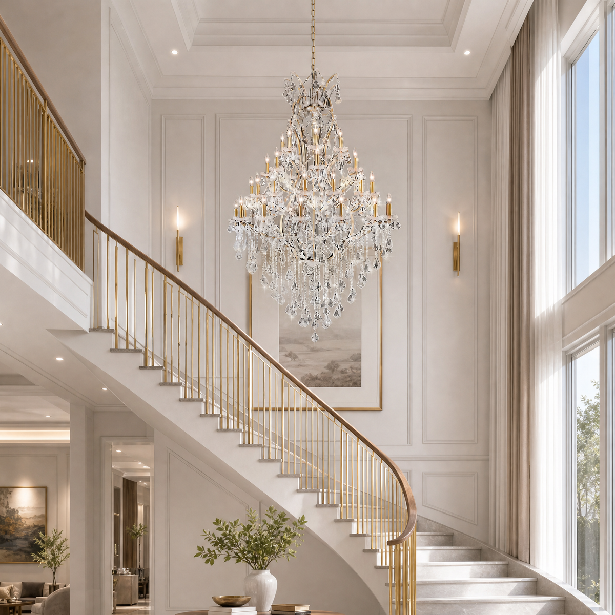49.2" 44-Light Maria Theresa Crystal Chandelier - Gold