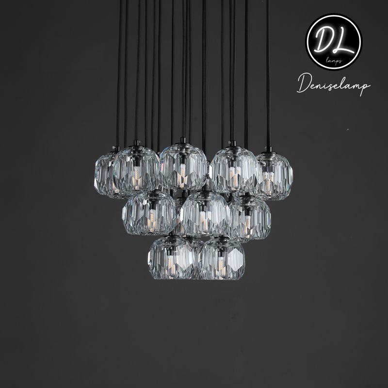 Dawn- Modern Design Hexagonal Crystal Ball Cluster Chandelier 14" / 18" / 24"