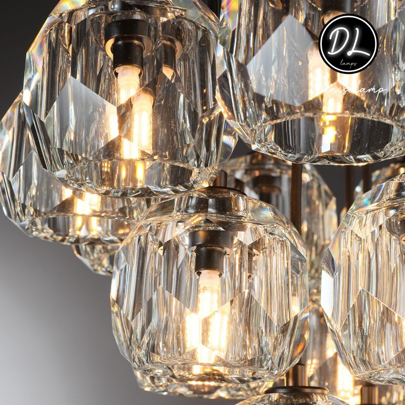 Dawn- Modern Design Hexagonal Crystal Ball Cluster Chandelier 14" / 18" / 24"