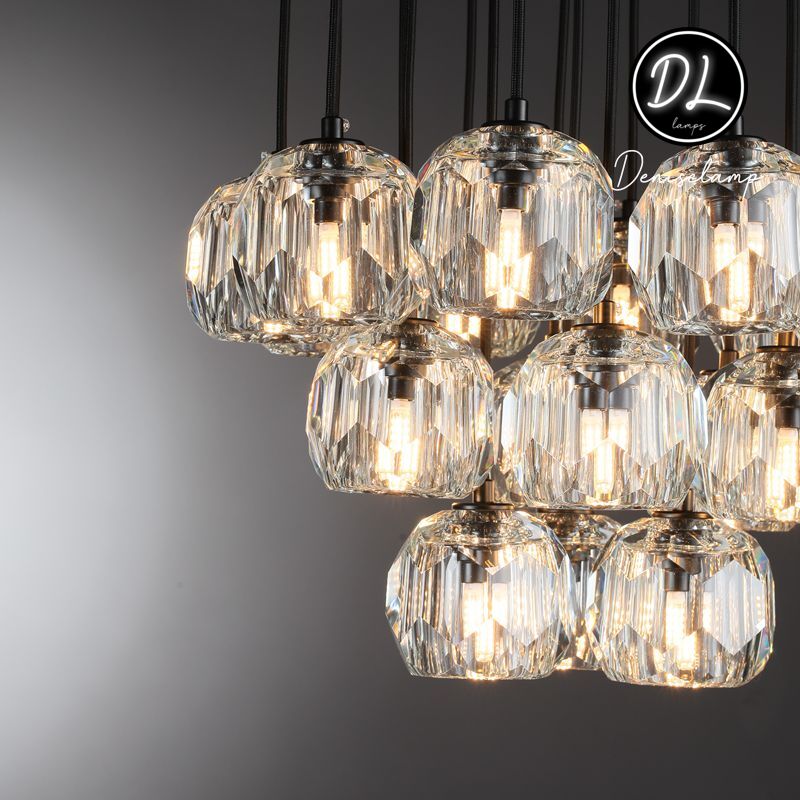 Dawn- Modern Design Hexagonal Crystal Ball Cluster Chandelier 14" / 18" / 24"