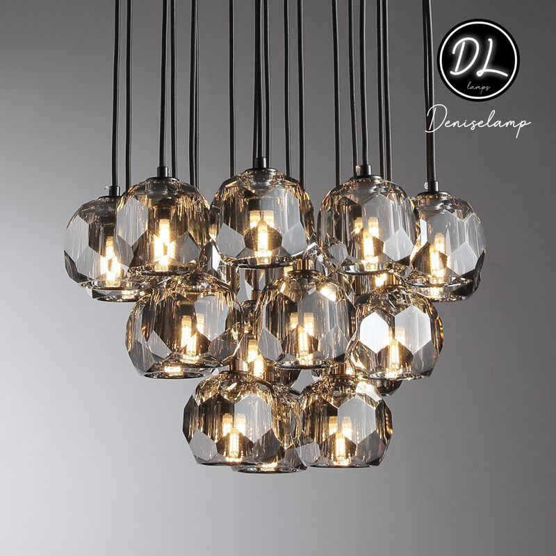 Dawn- Modern Design Hexagonal Crystal Ball Cluster Chandelier 14" / 18" / 24"